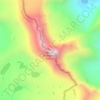 Mount Humphreys topographic map, elevation, terrain