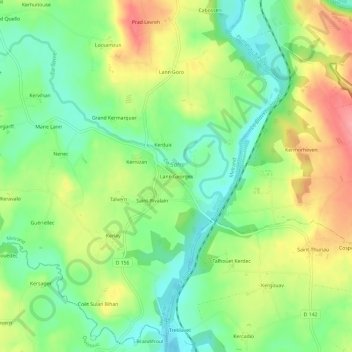 Lann Georges topographic map, elevation, terrain