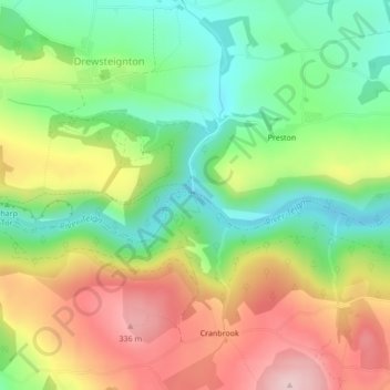 Fingle Bridge topographic map, elevation, terrain