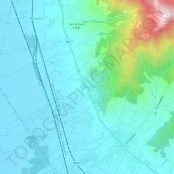Policiano topographic map, elevation, terrain