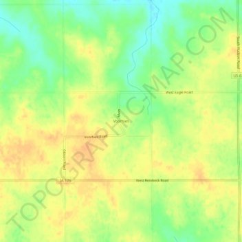 Voorhies topographic map, elevation, terrain