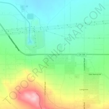 Pearblossom topographic map, elevation, terrain