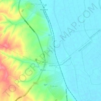 Thourio topographic map, elevation, terrain
