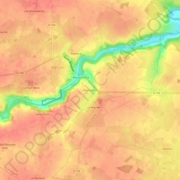 Vaucouleur topographic map, elevation, terrain