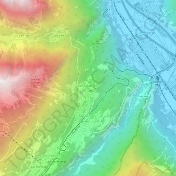Les Granges (Salvan) topographic map, elevation, terrain