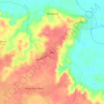 Idu topographic map, elevation, terrain