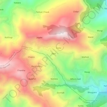Tipri topographic map, elevation, terrain