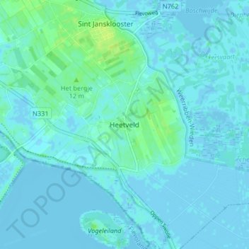 Heetveld topographic map, elevation, terrain