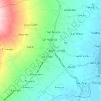 Tigaon topographic map, elevation, terrain