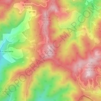 Catenaccio topographic map, elevation, terrain