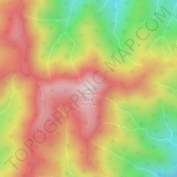 Newton Bald topographic map, elevation, terrain