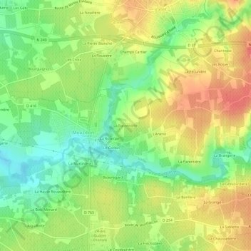 La Baronnière topographic map, elevation, terrain