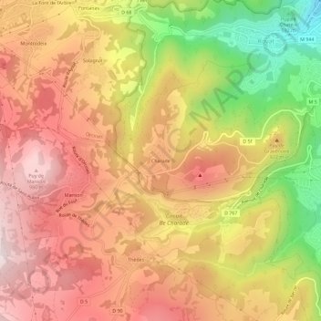 Charade topographic map, elevation, terrain