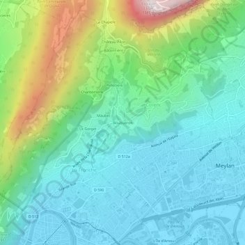 Bouqueron topographic map, elevation, terrain