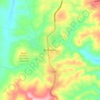 Bule Hora topographic map, elevation, terrain
