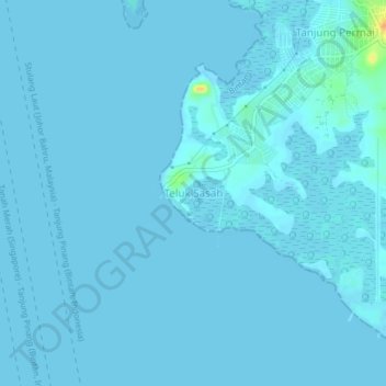 Teluk Sasah topographic map, elevation, terrain