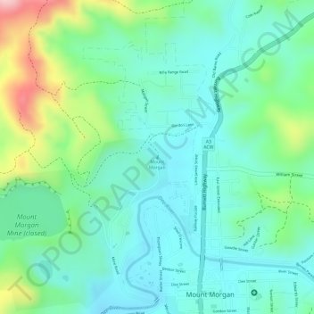 Mount Morgan topographic map, elevation, terrain