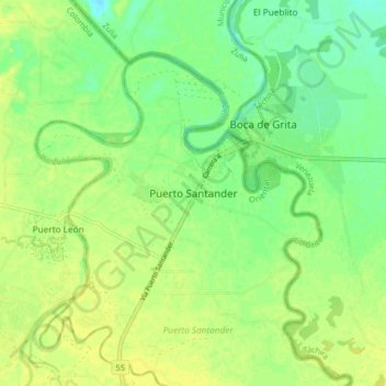 Puerto Santander topographic map, elevation, terrain