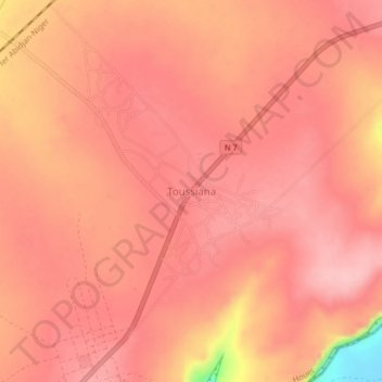 Toussiana topographic map, elevation, terrain
