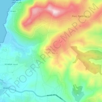 Mediouna topographic map, elevation, terrain
