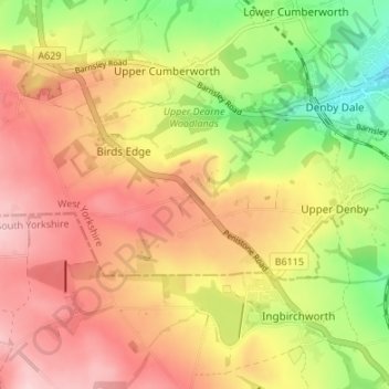 High Flatts topographic map, elevation, terrain