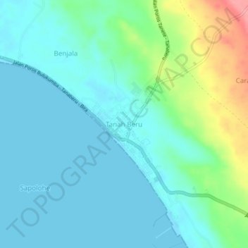 Tanah Beru topographic map, elevation, terrain