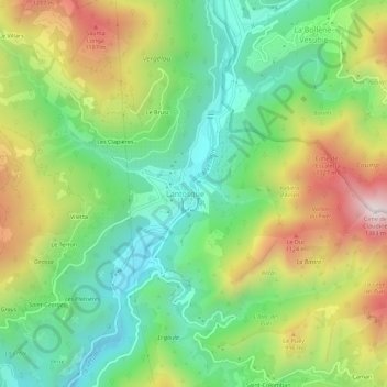 Le Village topographic map, elevation, terrain