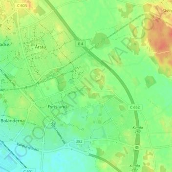 Slavsta by topographic map, elevation, terrain