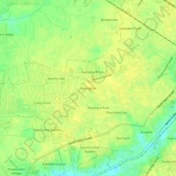 Warington topographic map, elevation, terrain