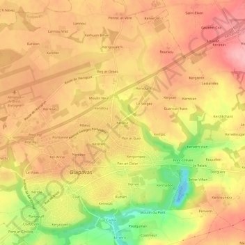 Kerafur topographic map, elevation, terrain