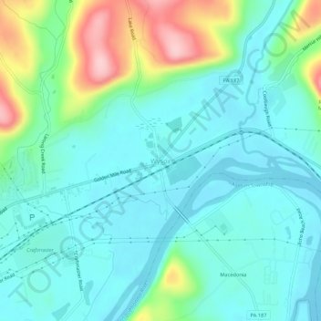 Wysox topographic map, elevation, terrain