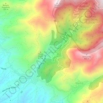 Steni Dirfyos topographic map, elevation, terrain