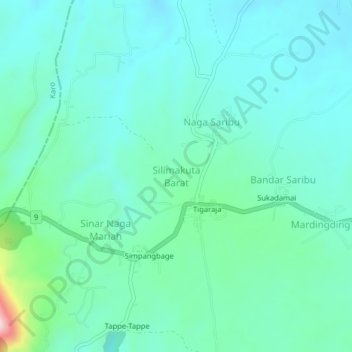 Silimakuta Barat topographic map, elevation, terrain