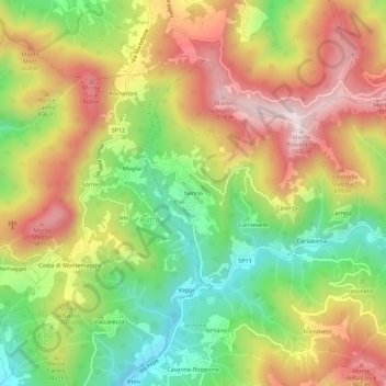Nenno topographic map, elevation, terrain