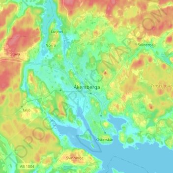 Åkersberga topographic map, elevation, terrain