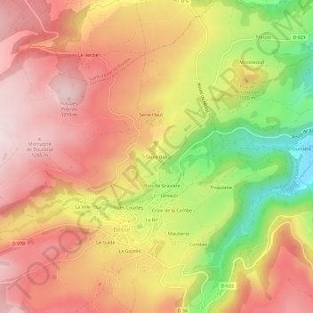 Serre-Bas topographic map, elevation, terrain
