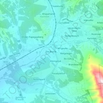 Die Boord topographic map, elevation, terrain
