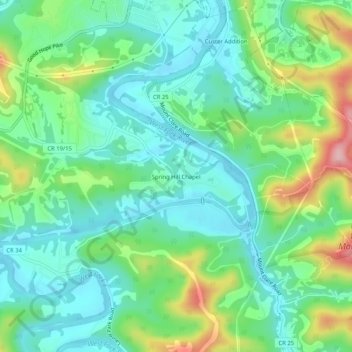Spring Hill Chapel topographic map, elevation, terrain