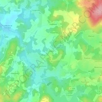 Chantot topographic map, elevation, terrain