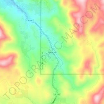 Midpines topographic map, elevation, terrain