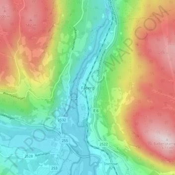 Fåberg topographic map, elevation, terrain