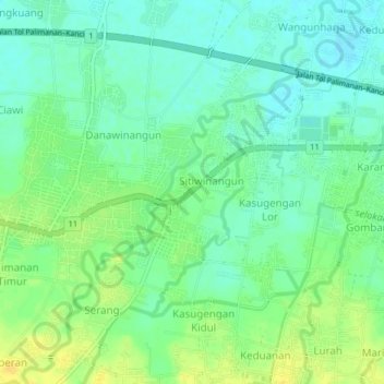Jamblang topographic map, elevation, terrain