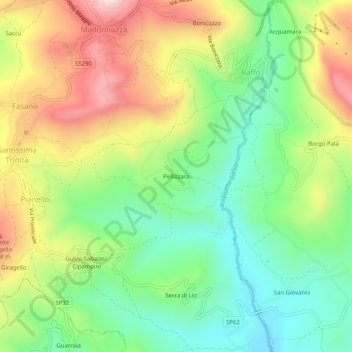 Pellizzara topographic map, elevation, terrain