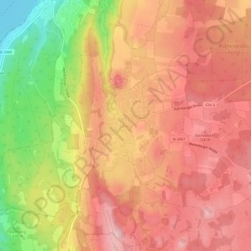 Erling topographic map, elevation, terrain