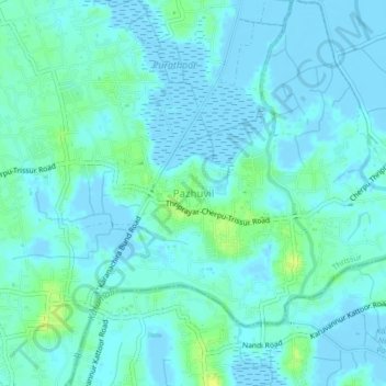 Pazhuvil topographic map, elevation, terrain