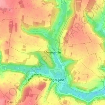Menouville topographic map, elevation, terrain