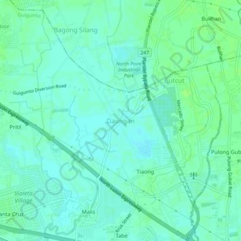 Daungan topographic map, elevation, terrain