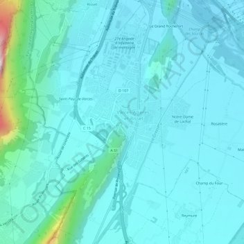 Varces topographic map, elevation, terrain