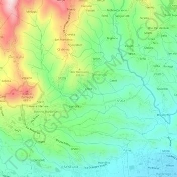 Croce topographic map, elevation, terrain