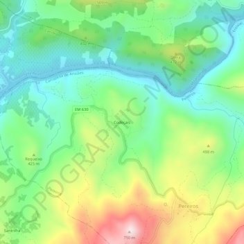 Codeçais topographic map, elevation, terrain